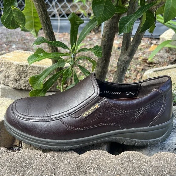 Mephisto Travels Air JetBrown / Black Leather DrivingLoafers ShoesUS 11